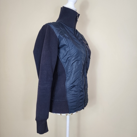 FCUK Hybrid Quilted Jacket Size Small Fleece Lined Navy Blue - Picture 9 of 14